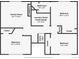 Downstairs floor plan featuring Gathering room with fireplace, three bedrooms, bathroom, and laundry room at 15640 E Eldorado Dr, Aurora, CO 80013