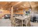 Spacious living room with wood paneling, comfortable seating, and a cozy atmosphere at 28251 Shadow Mountain Dr, Conifer, CO 80433