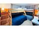 Shared bedroom featuring wooden bunk beds with blue and gray linens and side tables at 9411 Rose Ct, Thornton, CO 80229