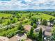 A beautiful aerial view of a neighborhood with mature trees, a lush greenbelt and walking path under a blue sky at 10478 W 82Nd Ave, Arvada, CO 80005