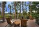 Relaxing deck area with lounge chairs, offering a tranquil view of the surrounding trees and hillside at 47 Forest Cir, Breckenridge, CO 80424