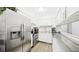 Modern kitchen featuring stainless steel appliances and white cabinetry at 677 Vrain St # 15, Denver, CO 80204