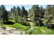 Green grassy trail through a property with many trees on a clear sunny day at 5777 County Road 154, Elizabeth, CO 80107