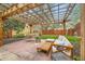 Outdoor patio area with a wooden pergola, stylish furniture, and a well-maintained yard at 944 S Euclid Way, Denver, CO 80209