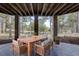 Covered patio with wooden dining set, perfect for outdoor dining at 6517 Perry Park Blvd, Larkspur, CO 80118