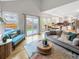 Bright, open-concept living room with sliding glass doors leading to the backyard at 6002 Alkire Ct, Arvada, CO 80004
