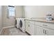 Laundry room with modern washer and dryer, and a white countertop at 5622 Shadescale Way, Castle Rock, CO 80104