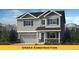 Charming two-story home with gray siding, stone accents, and a two-car garage, all set against a backdrop of mountains at 716 N Carrie Ct, Watkins, CO 80137