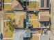 Overhead aerial view of several homes displaying yard sizes, fences, landscaping and neighborhood layout at 4389 S Sherman St, Englewood, CO 80113