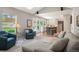 Bright living room featuring an open kitchen, comfortable seating, and seamless indoor-outdoor flow at 7414 S Monroe Ct, Centennial, CO 80122