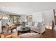 Comfortable living area with hardwood floors, neutral decor, and large windows offering natural light and scenic views at 2023 Mammoth Ct, Evergreen, CO 80439