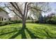 Lush backyard featuring mature shade trees and a well-maintained lawn at 10886 E Berry Ave, Englewood, CO 80111