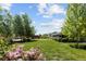 Expansive backyard featuring lush green grass, mature trees and bushes, perfect for outdoor activities at 14712 Kalamath Ct, Westminster, CO 80023