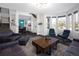 Open-concept living room with hardwood floors, modern furniture, and staircase to the second floor at 14712 Kalamath Ct, Westminster, CO 80023