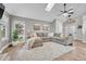 Inviting living room with a skylight, plush rug, comfortable sectional, and bright windows at 2188 Savage Rd, Elizabeth, CO 80107