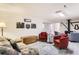 Basement living room with fireplace, accent chairs, artwork, and unique decor at 2310 Squires Ct, Longmont, CO 80501