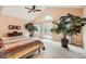 Vaulted ceiling bedroom with private patio access and plenty of natural light at 19770 E Geddes Pl, Centennial, CO 80016