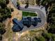 An aerial view of the roof of this beautiful mountain home showing the unique design and layout of the estate at 534 W Meadow Rd, Evergreen, CO 80439