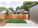 Fenced backyard featuring grass and a modern-style house, blending privacy with style at 1665 S Fillmore St, Denver, CO 80210