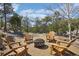 Outdoor fire pit area with seating surrounded by lush trees, offering a tranquil retreat at 31911 Warrens Rd, Golden, CO 80403