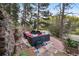Outdoor seating area with stone patio, comfortable furniture, and lush foliage at 27383 Highway 74, Evergreen, CO 80439
