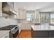 Modern kitchen with white cabinets, stainless steel appliances, and a large window at 3587 Vestal Loop, Broomfield, CO 80023