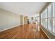 Open living room with hardwood floors and kitchen views at 3587 Vestal Loop, Broomfield, CO 80023