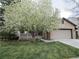 Charming stone home with a flowering tree, two car garage, and manicured lawn at 10522 Stoneflower Dr, Parker, CO 80134