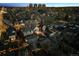 Stunning aerial view of a neighborhood at dusk, showcasing the city skyline at 321 S Emerson St, Denver, CO 80209