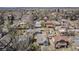 Overhead view of a residential neighborhood with mature trees and various home styles at 3921 S Acoma St, Englewood, CO 80110