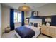 Cozy bedroom features a plush bed, decorative lighting, and elegant blue accents at 8795 Hugo Dr, Littleton, CO 80125
