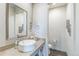 Stylish half-bathroom with a modern sink, granite countertop, and decorative wall art for a touch of elegance at 13329 Newport Cir, Thornton, CO 80602