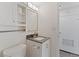 Clean bathroom with vanity with storage and medicine cabinet at 9100 E Girard Ave # 7, Denver, CO 80231