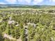 An aerial view of the property, showcasing its location in a beautiful and private wooded area at 1240 Lone Scout Lookout, Monument, CO 80132