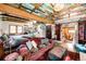 Cozy living room with colorful ceiling and vintage furniture at 12346 Bear Haven Rd, Conifer, CO 80433