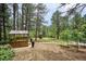 Backyard greenhouse and playground are nestled between rows of mature trees at 7312 Marshall Rd, Larkspur, CO 80118