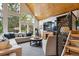 Beautiful living room with vaulted ceilings, modern decor, and wood burning stove at 7312 Marshall Rd, Larkspur, CO 80118