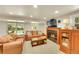 Cozy living room with a fireplace and access to the backyard at 3775 S Poplar St, Denver, CO 80237
