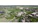 Expansive aerial view showcasing neighborhood, park, and surrounding community amenities at 652 Ulster Way, Denver, CO 80230