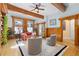 This warm and inviting living room features beautiful wood trim and plenty of seating at 1435 Vine St # 2, Denver, CO 80206