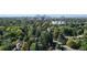 A scenic aerial view of homes surrounded by lush greenery, set against the city skyline in the distance on a clear day at 718 Locust St, Denver, CO 80220