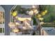 Aerial view showcasing the property's layout, landscaping, and backyard amenities at 17294 W 60Th Ct, Arvada, CO 80403
