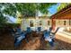Cozy backyard featuring a fire pit surrounded by comfortable blue Adirondack chairs at 3047 N Milwaukee St, Denver, CO 80205