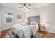 Bedroom with neutral decor, ceiling fan, decorative rug, and natural light from the window at 3047 N Milwaukee St, Denver, CO 80205