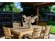 Outdoor patio with a wooden table and chairs under a pergola, perfect for dining at 3047 N Milwaukee St, Denver, CO 80205