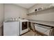 Laundry room with front loading washer and dryer, ample counter space and a cute laundry basket at 17124 Mariposa St, Broomfield, CO 80023