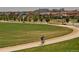 View of a manicured green space with a paved trail, landscaping and community homes in the background at 10305 Martin Luther King Blvd, Denver, CO 80238