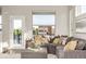 Living room with large window, sectional seating and a stylish ottoman at 10305 Martin Luther King Blvd, Denver, CO 80238