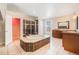 Open Primary bathroom with a soaking tub, large shower, and dual sink vanity at 309 Lincoln Ave, Platteville, CO 80651