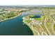 This aerial image highlights the lakes and recreation trails available to residents in the neighborhood at 5045 Preserve Pl, Firestone, CO 80504